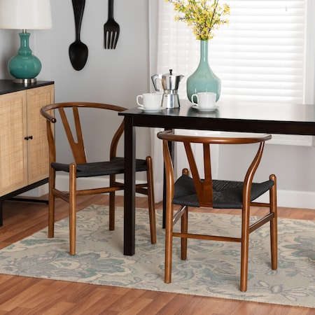 Baxton Studio Paxton Modern Walnut Brown Finished Wood 2Piece Dining Chair Set, PR 224-2PC-12347-ZORO